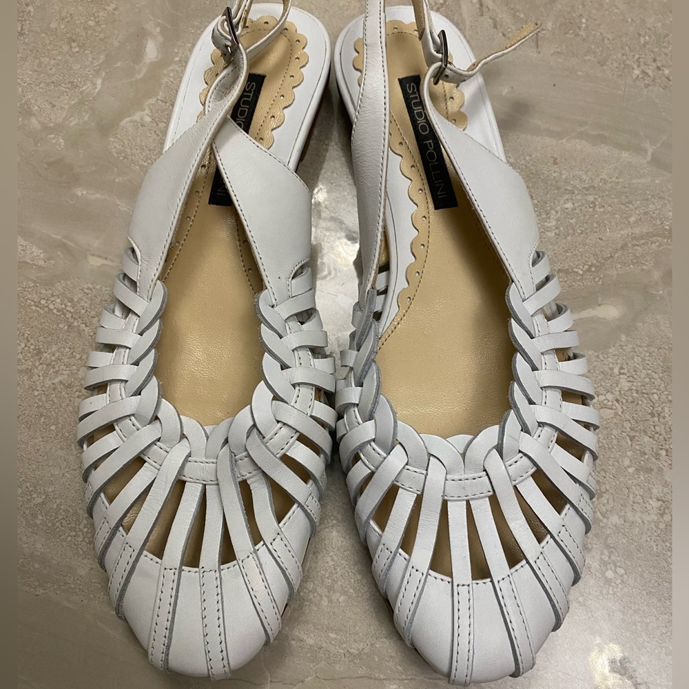 Studio Pollini White Woven Sandals